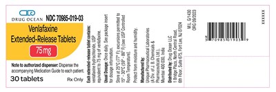 75 mg - 30 tabs - Venlafaxine 75mg ER 30Tab